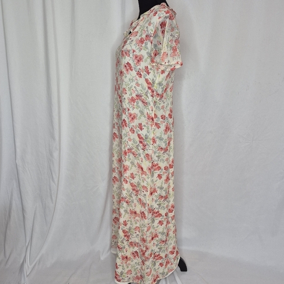 Laura Ashley 100% Silk Floral Maxi Dress * FLAWS* - Size 14 - Picture 2 of 16